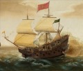 Spanish Galleon Firing its Cannon Naval Battle